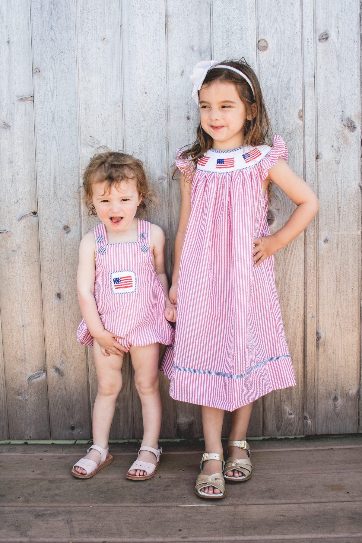 Sisters Wearing Fourth of July Smocked Outfits - Bella Bean Kelly - Hamptons - Confessions of a Northern Belle