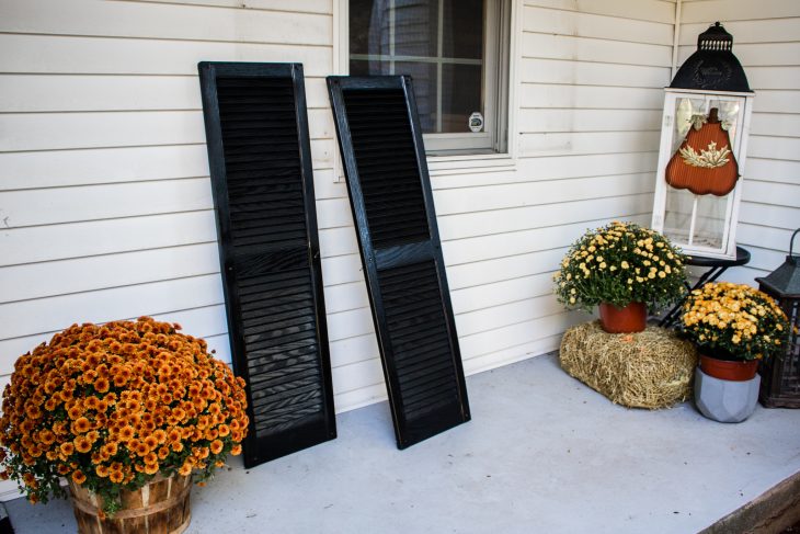 Black Vinyl Shutters About to Be Replaced on Home