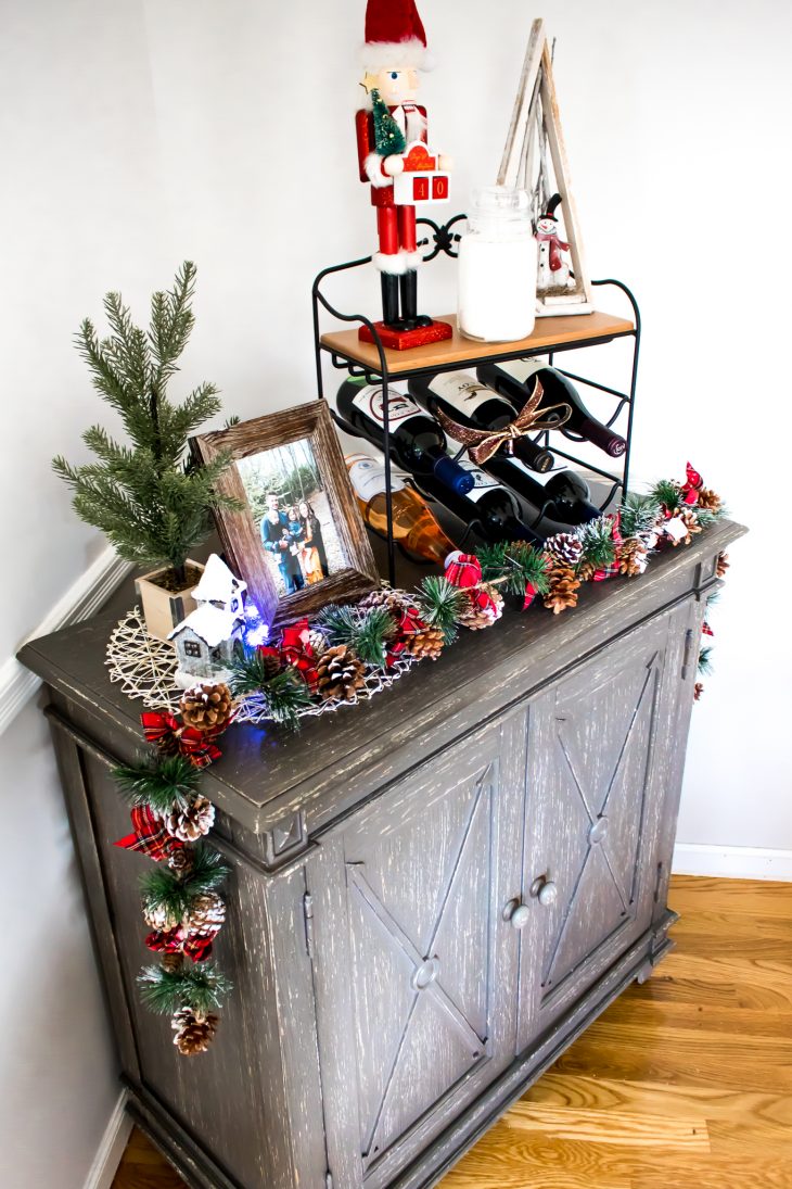 Gray Rustic Cabinet Dining Room Christmas Decorations