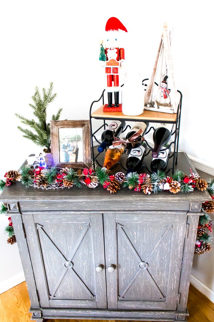 Dining Room Hutch Decorated for Christmas