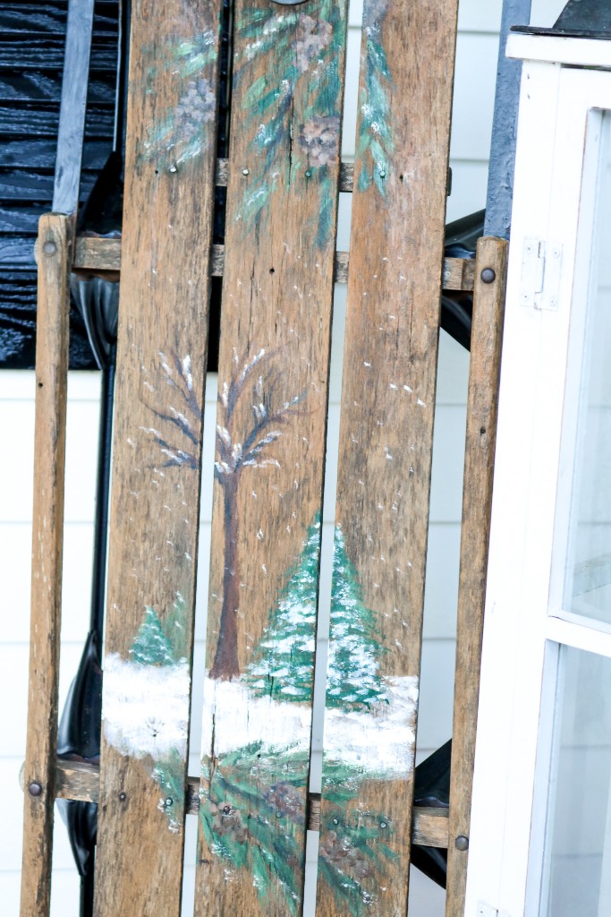 Christmas Porch Decor with Antique Sled