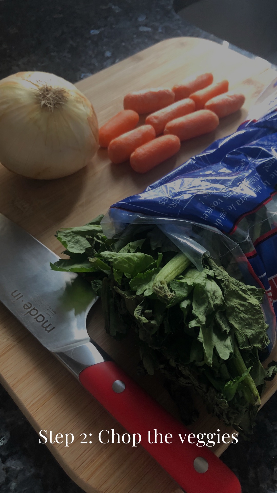 Onion, Carrots, Celery and a Knife