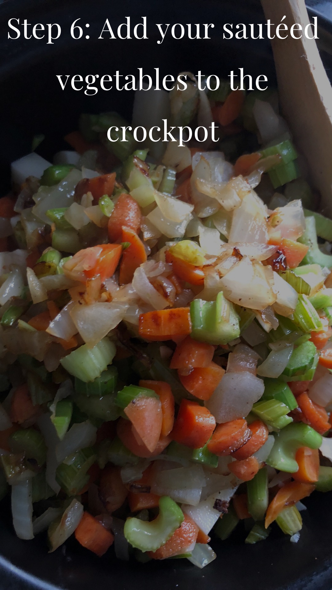 Potatos, carrots, bacon, parsley, celery soup in a crockpot 