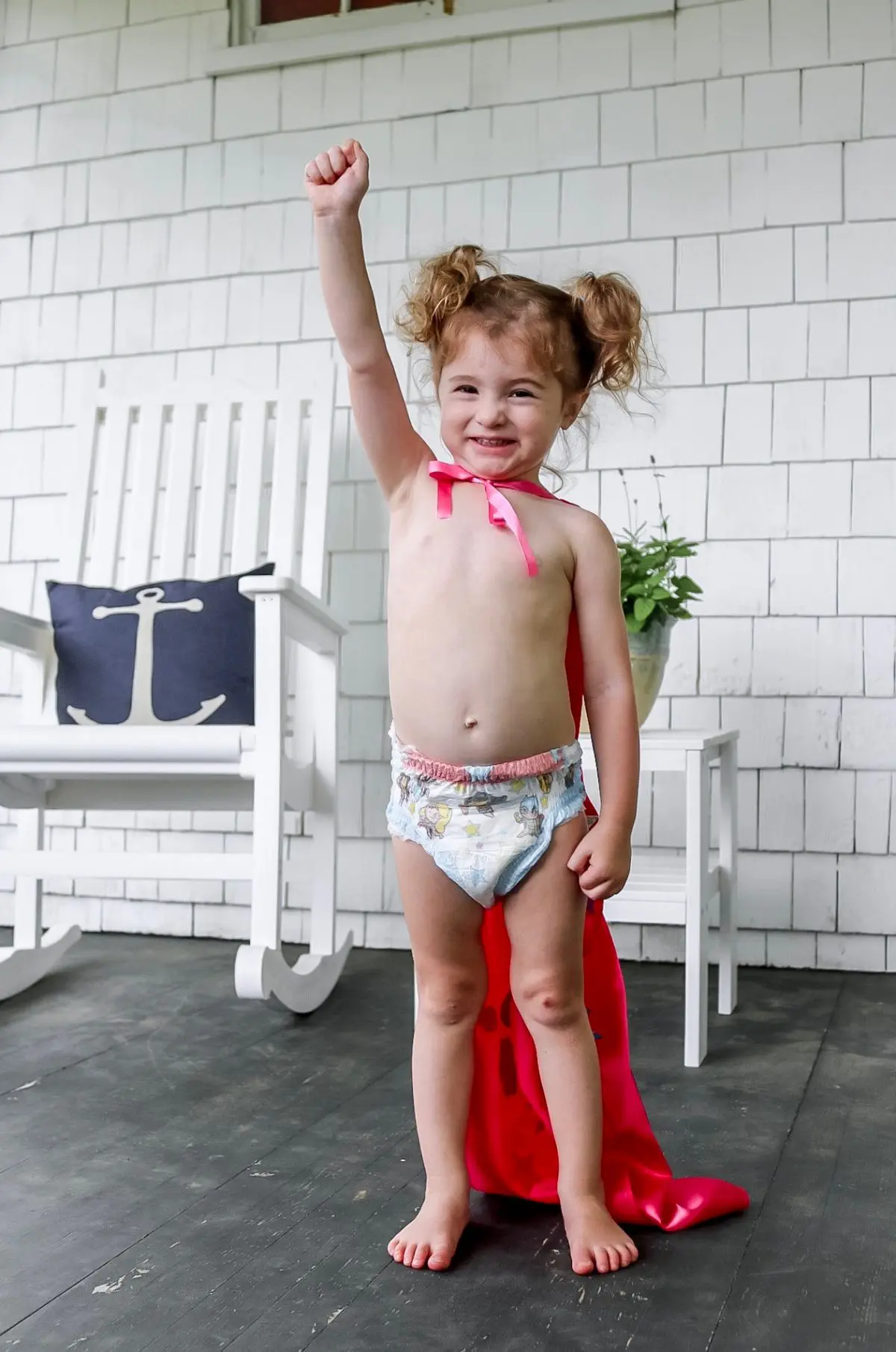 little girl potty training outside