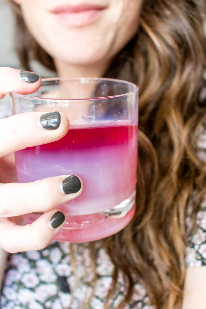 pink hydration drink in glass using FizzBenefitz electrolyte supplement powder