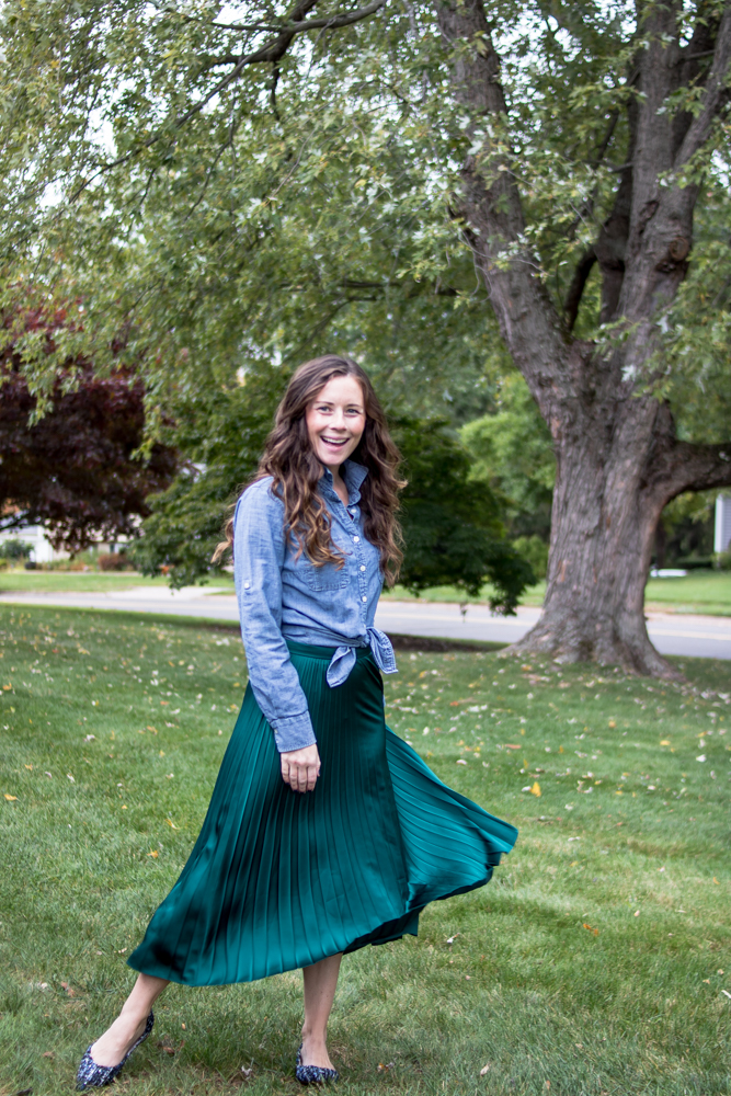 Chambray Button Up with a Maxi Skirt