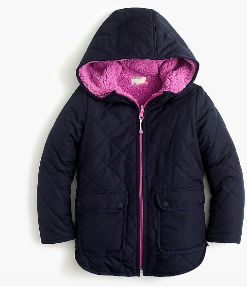 Girls' reversible quilted sherpa jacket with eco-friendly Primaloft®
