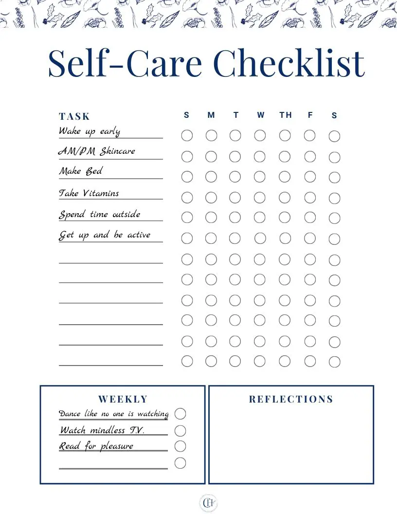 Self Care Checklist Example