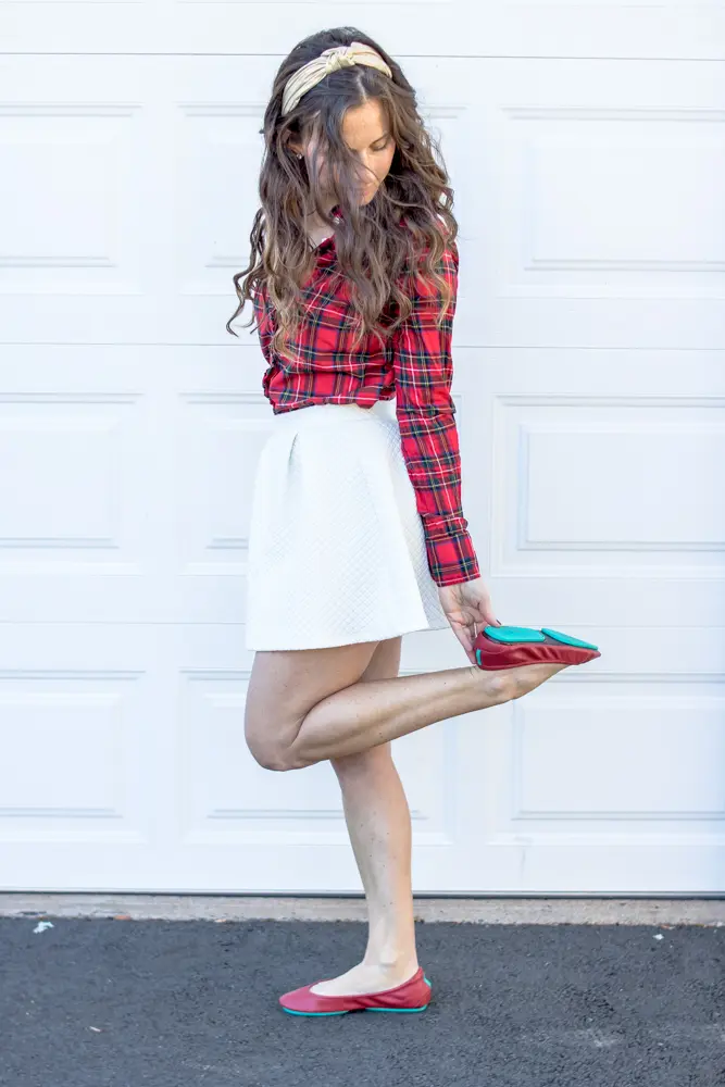 Red plaid clearance ballet flats