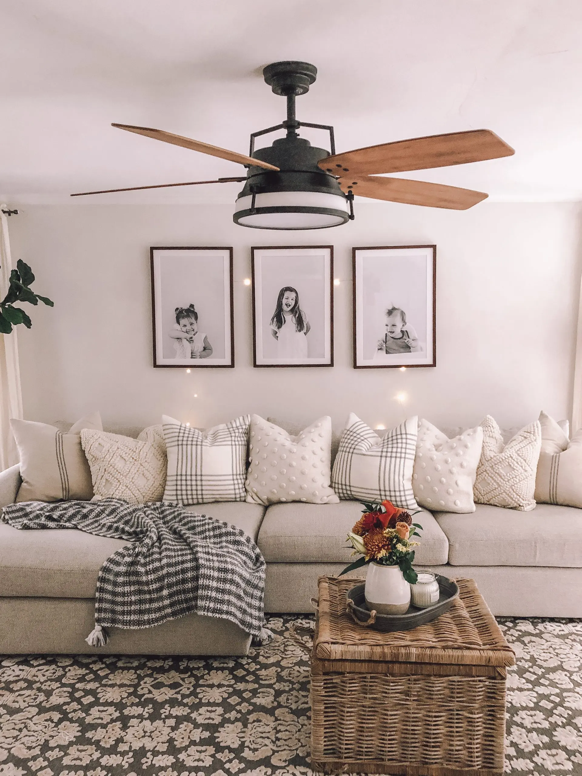 Three Large Photos Above Couch