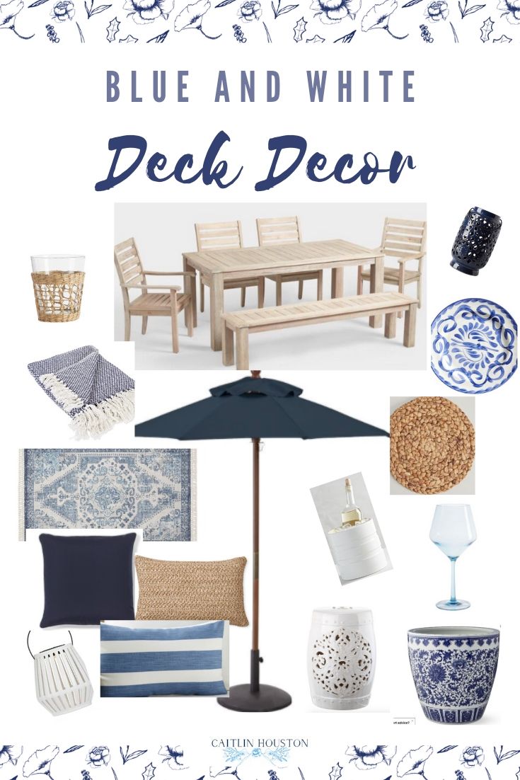 blue and white deck decor