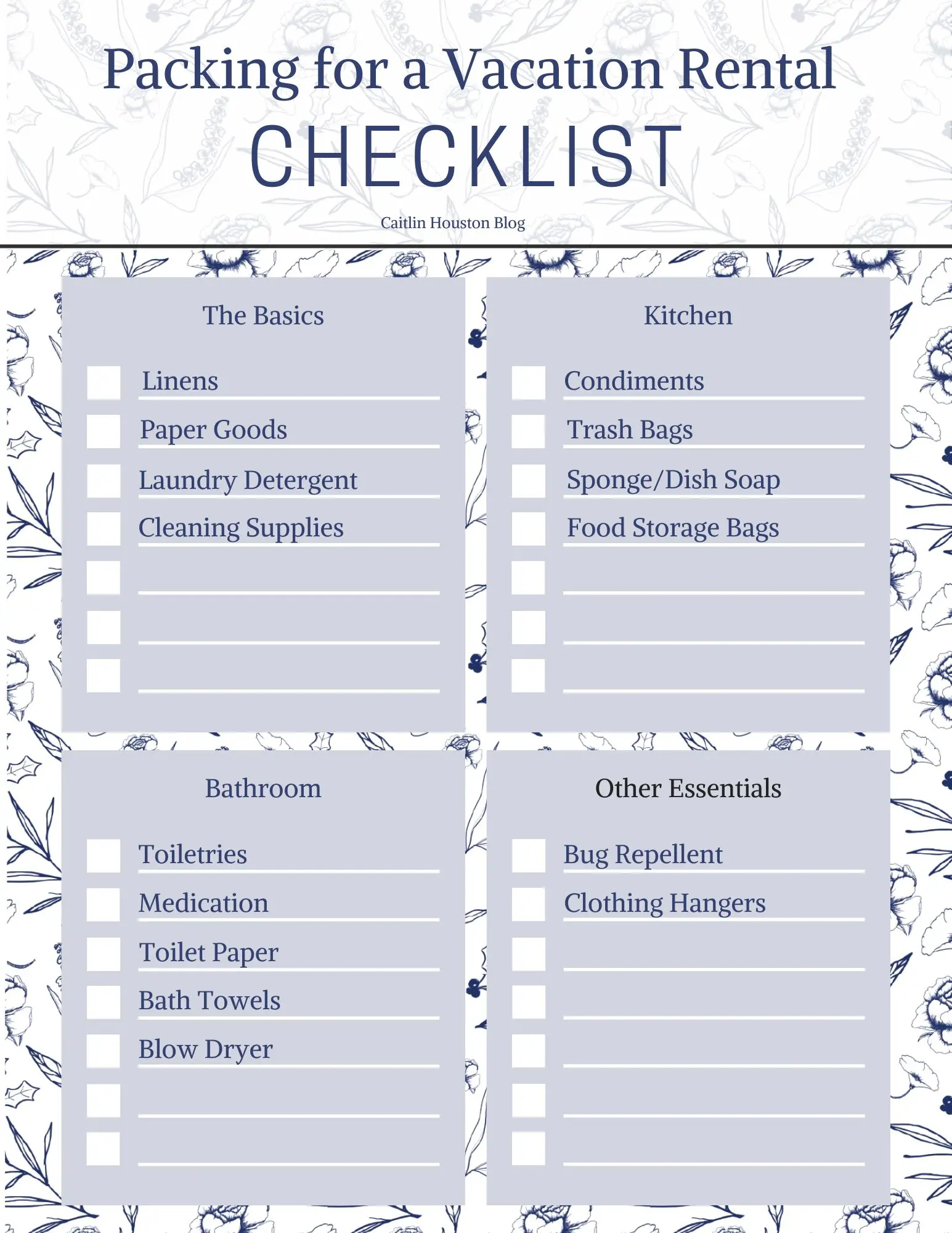 Packing for a Vacation Rental Checklist