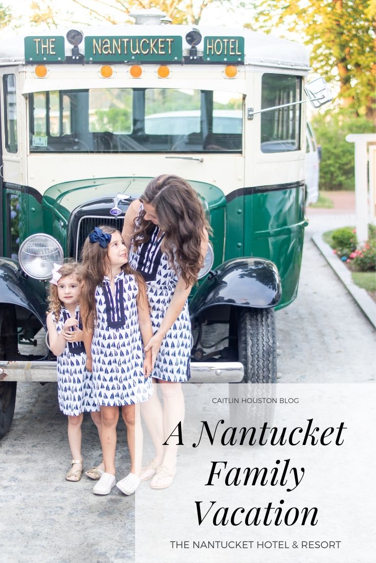 mom and daughters at the Nantucket Hotel and Resort antique bus