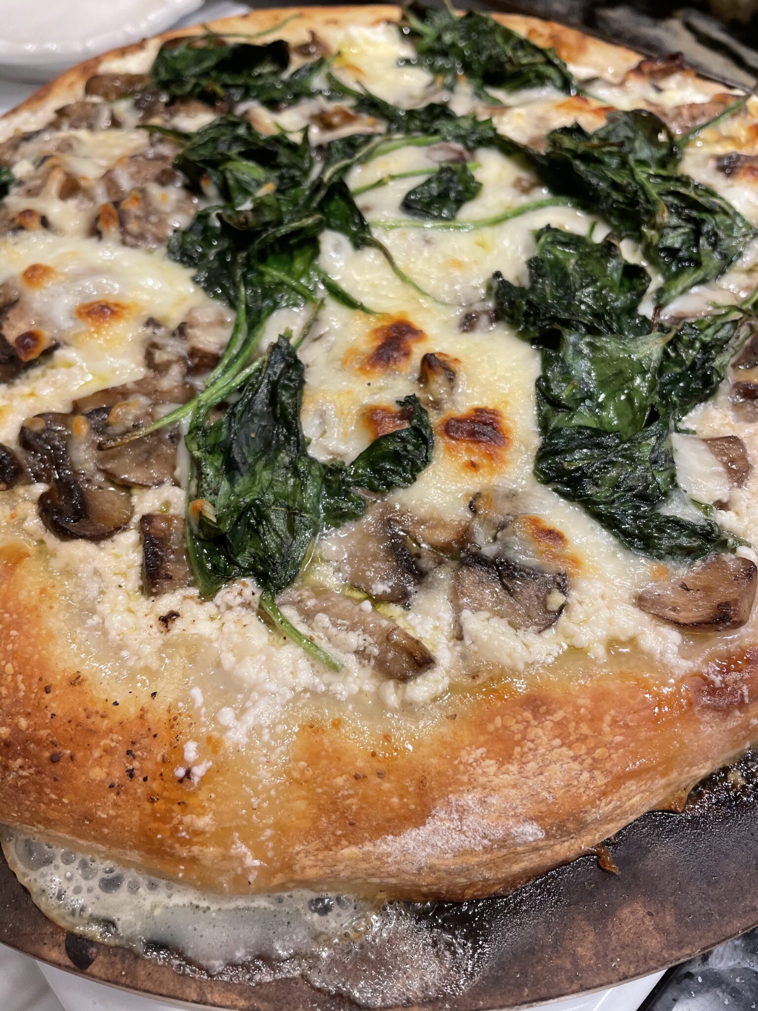 Spinach Ricotta Mushroom Pizza