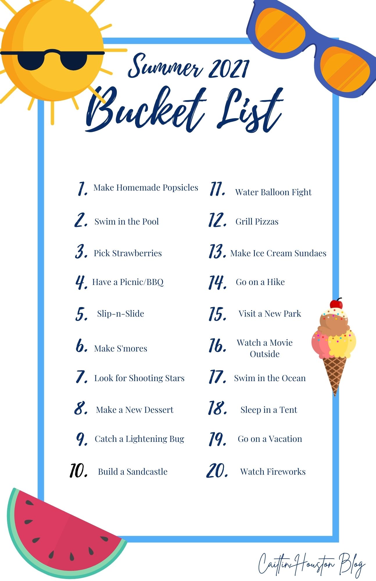 printable summer bucket list