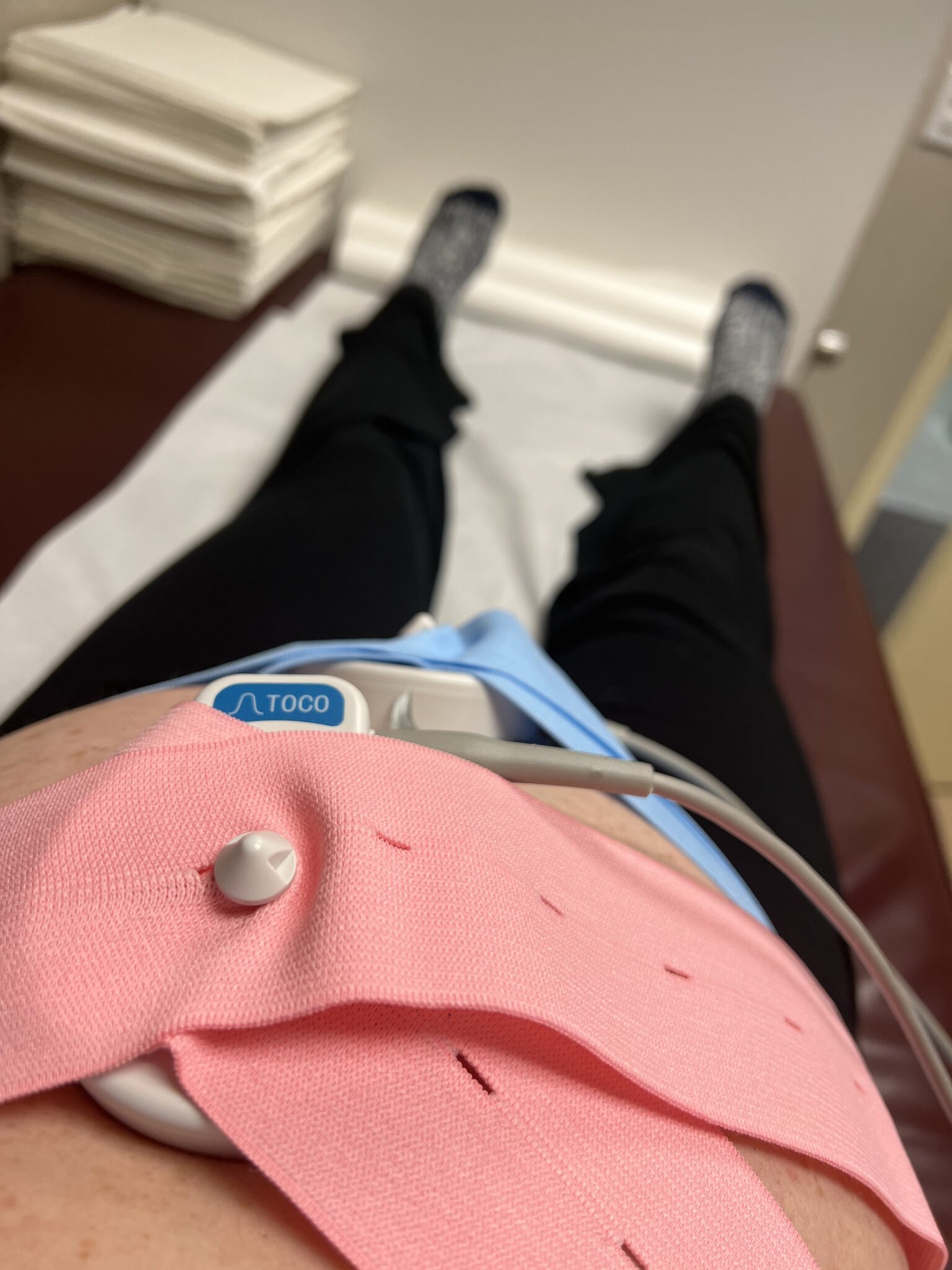 fetal monitor on belly