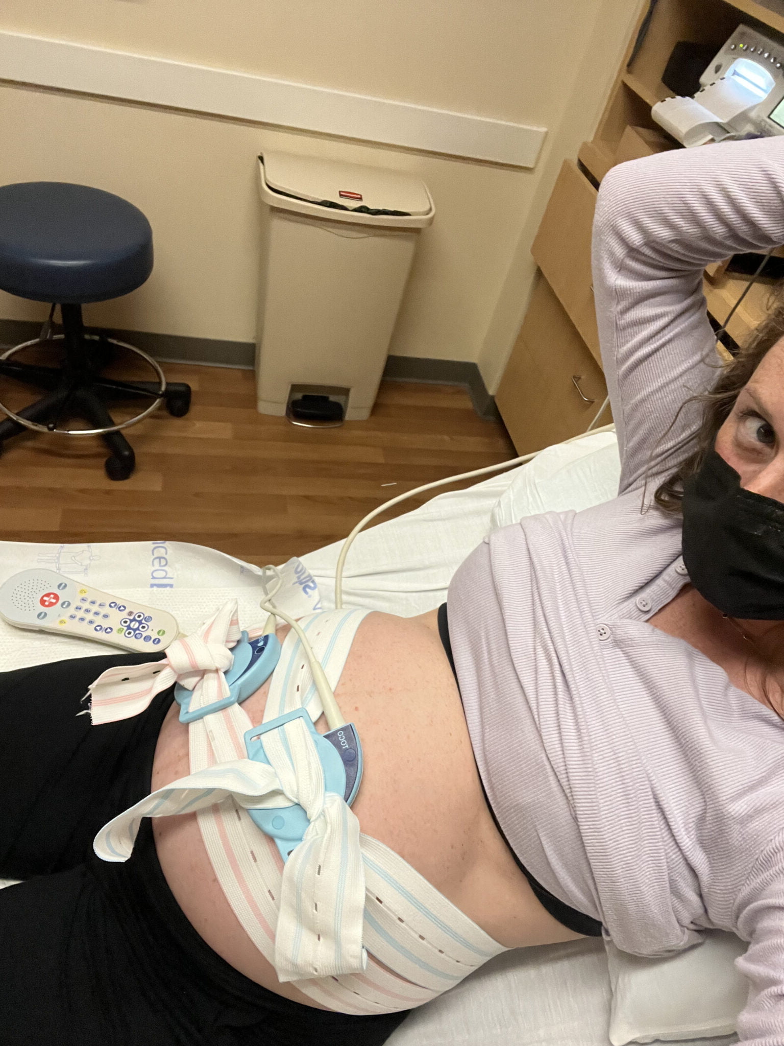 woman hooked to fetal monitor 