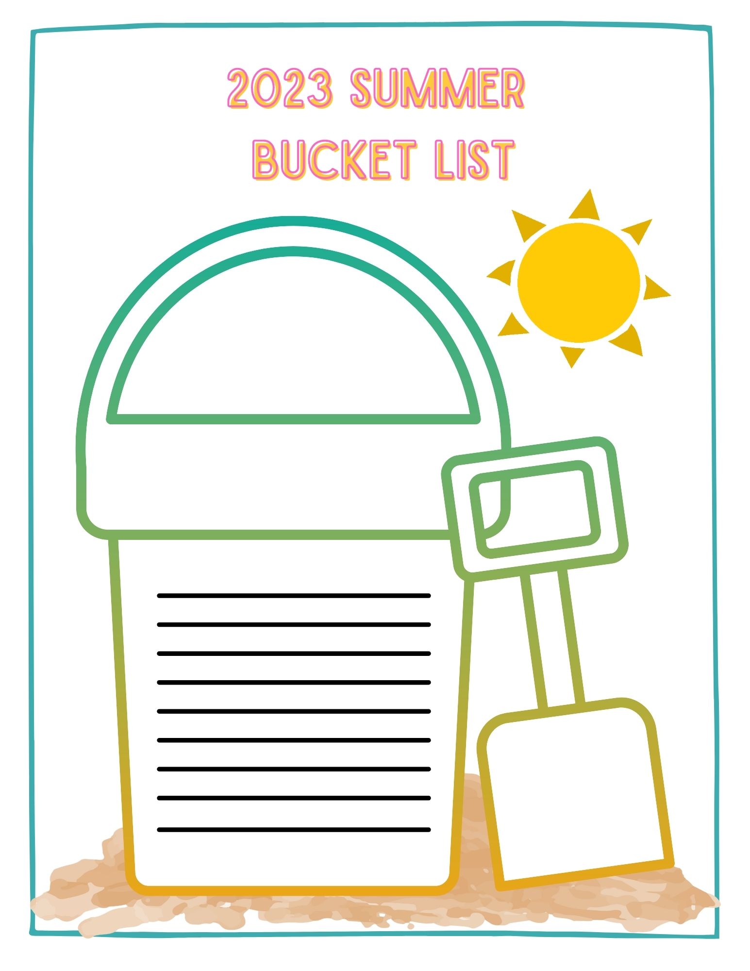 Customizable Summer Bucket List