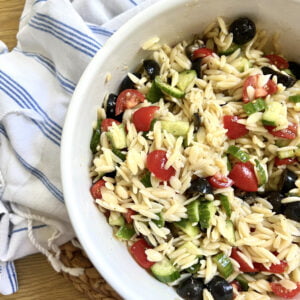 Orzo Pasta Salad Cucumbers Olives Tomatoes