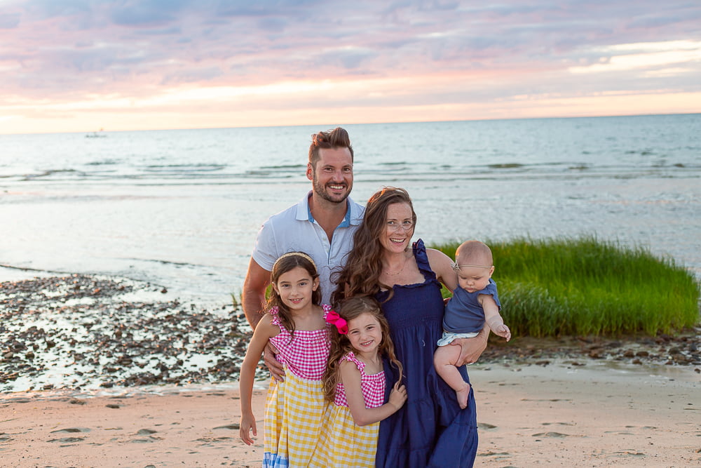 Family on Beach During Sunset Ocean Edge Resort