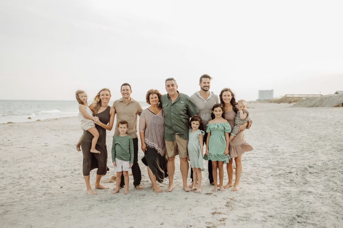 Green and Tan outfits for Fall Family Photos on Beach - Extended Family Photos Myrtle Beach