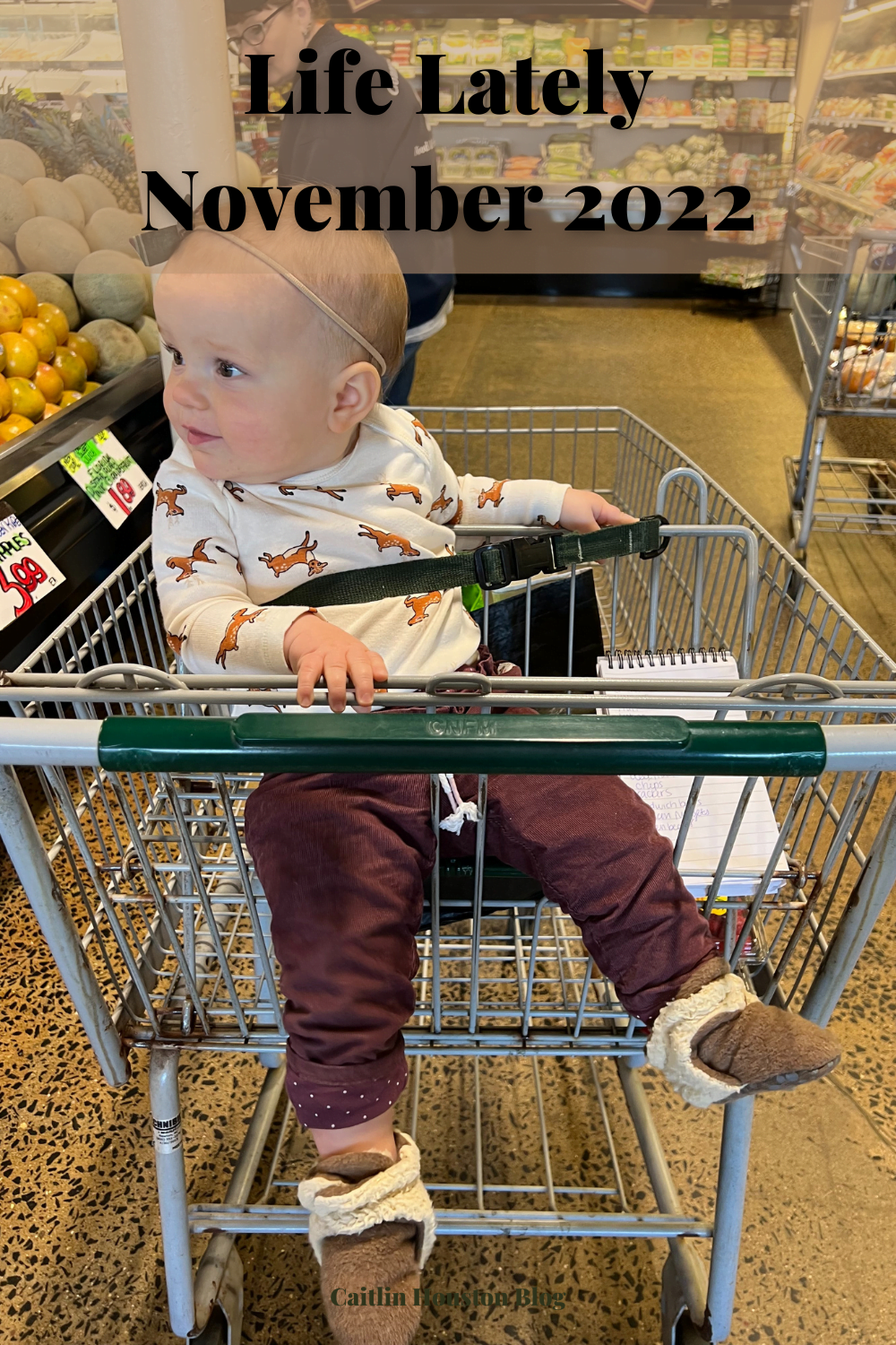 November Life Lately baby in grocery cart

