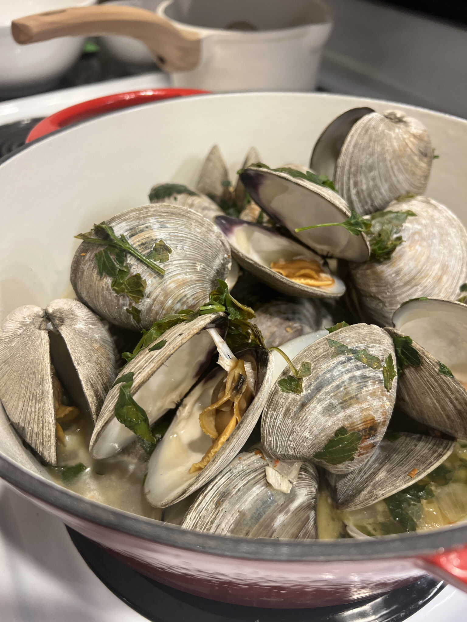 Clams with White Wine and Garilc