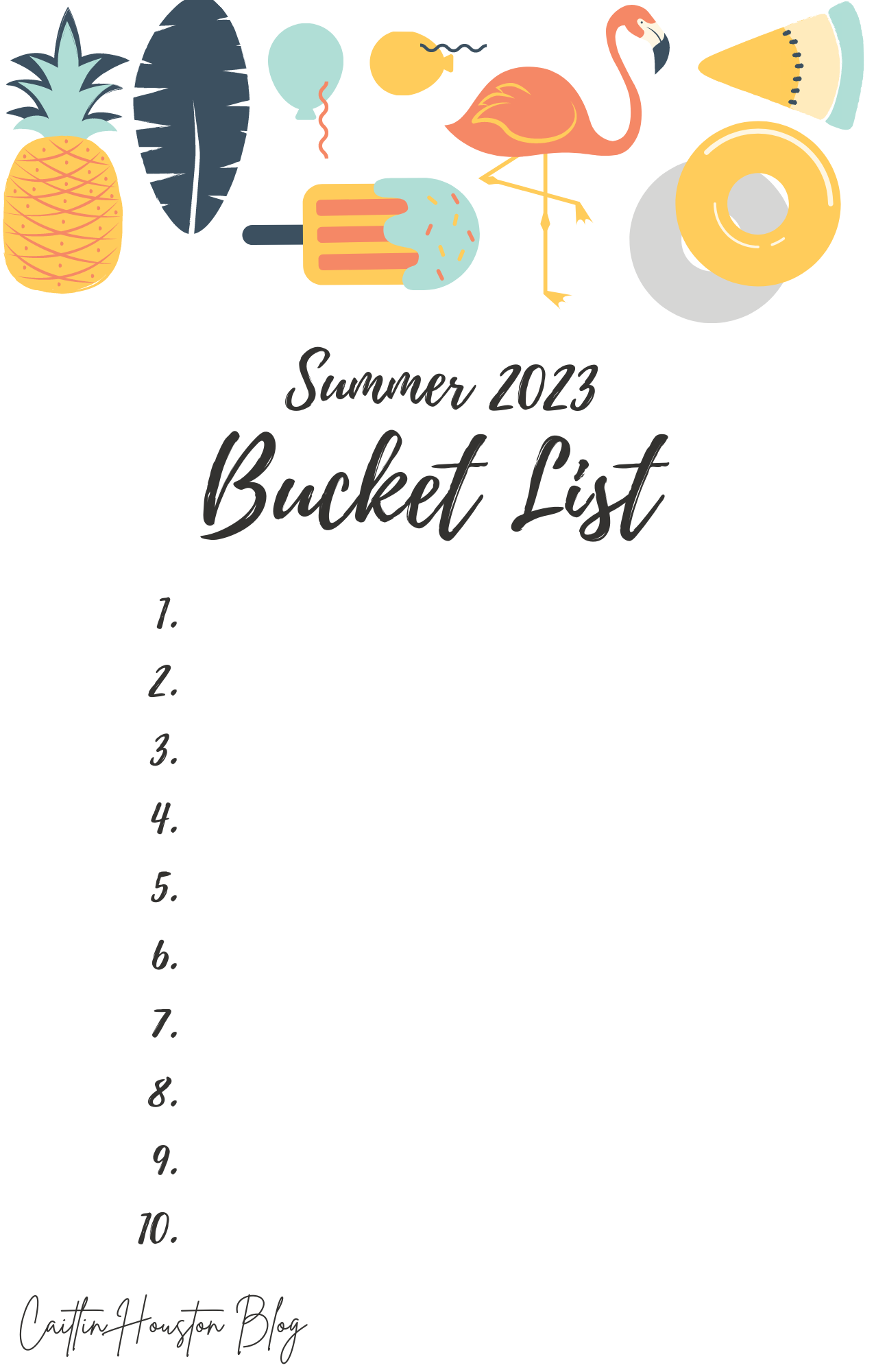 Customizable Summer Bucket List for 2023