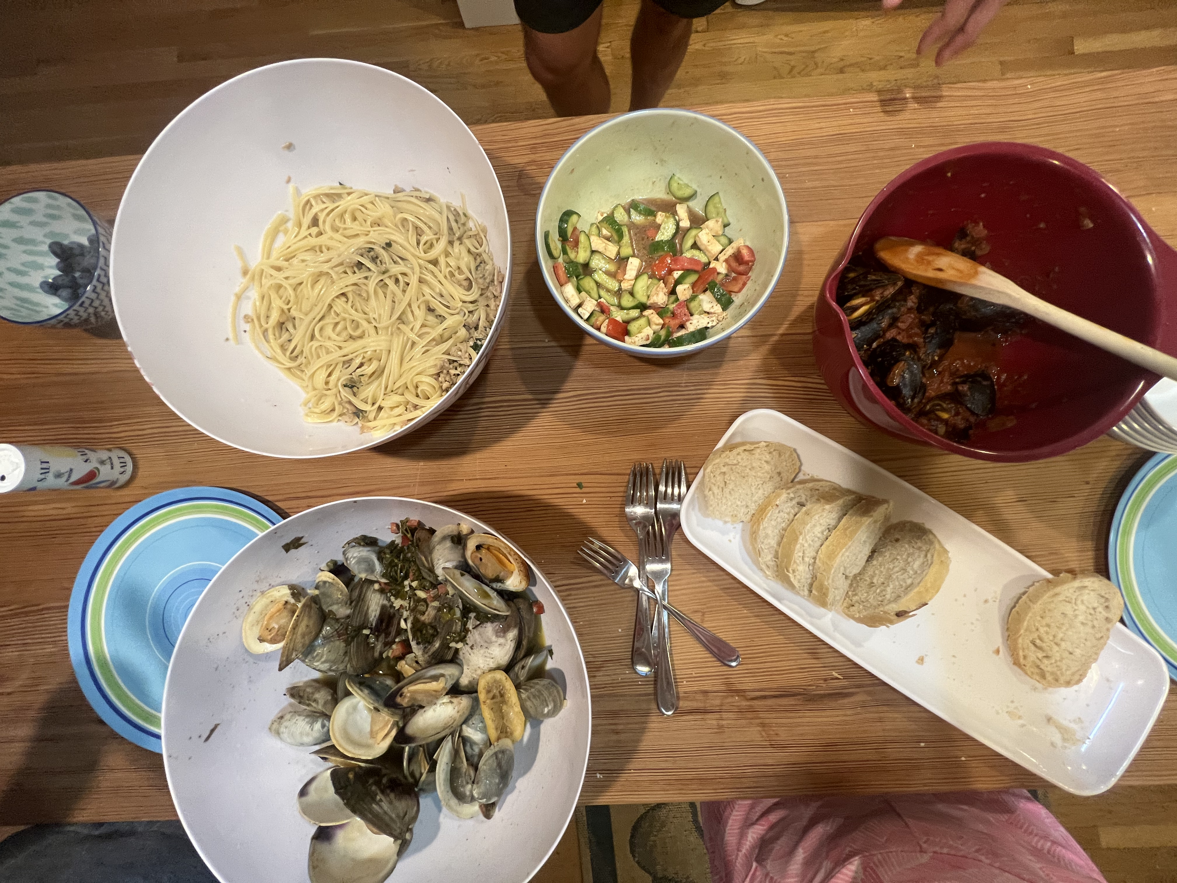 Steamed-Clams-Pasta for Family Vacation Dinner Idea