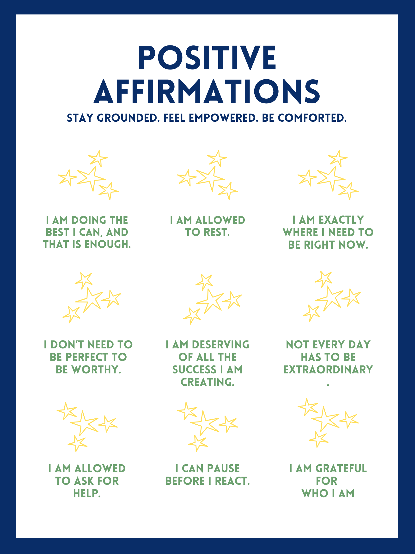 9 Positive Affirmations to stay grounded feel empowered and be comforted 2026