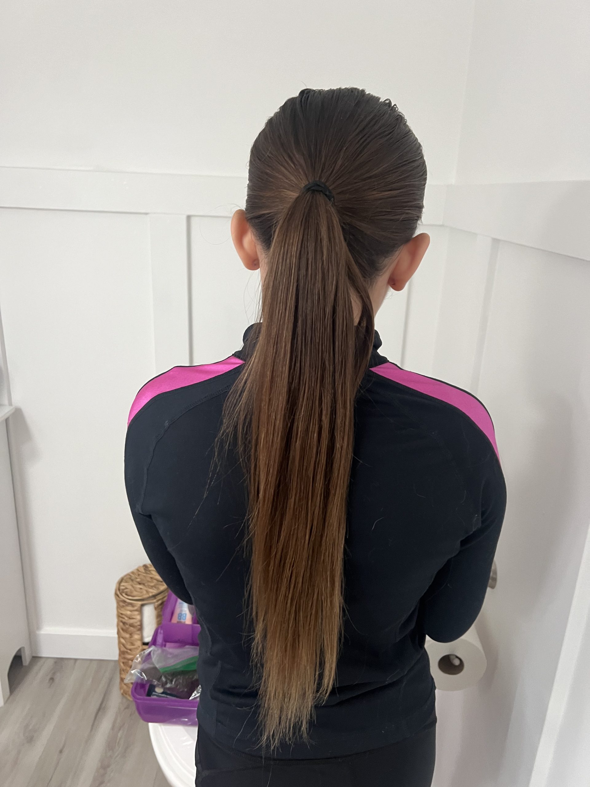 long straight ponytail for dance competition hair