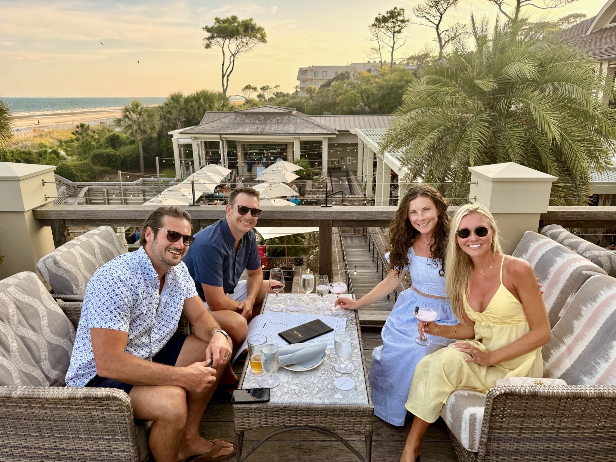 Cocktails and Double date at Ocean Lounge Hilton Head Rooftop Bar