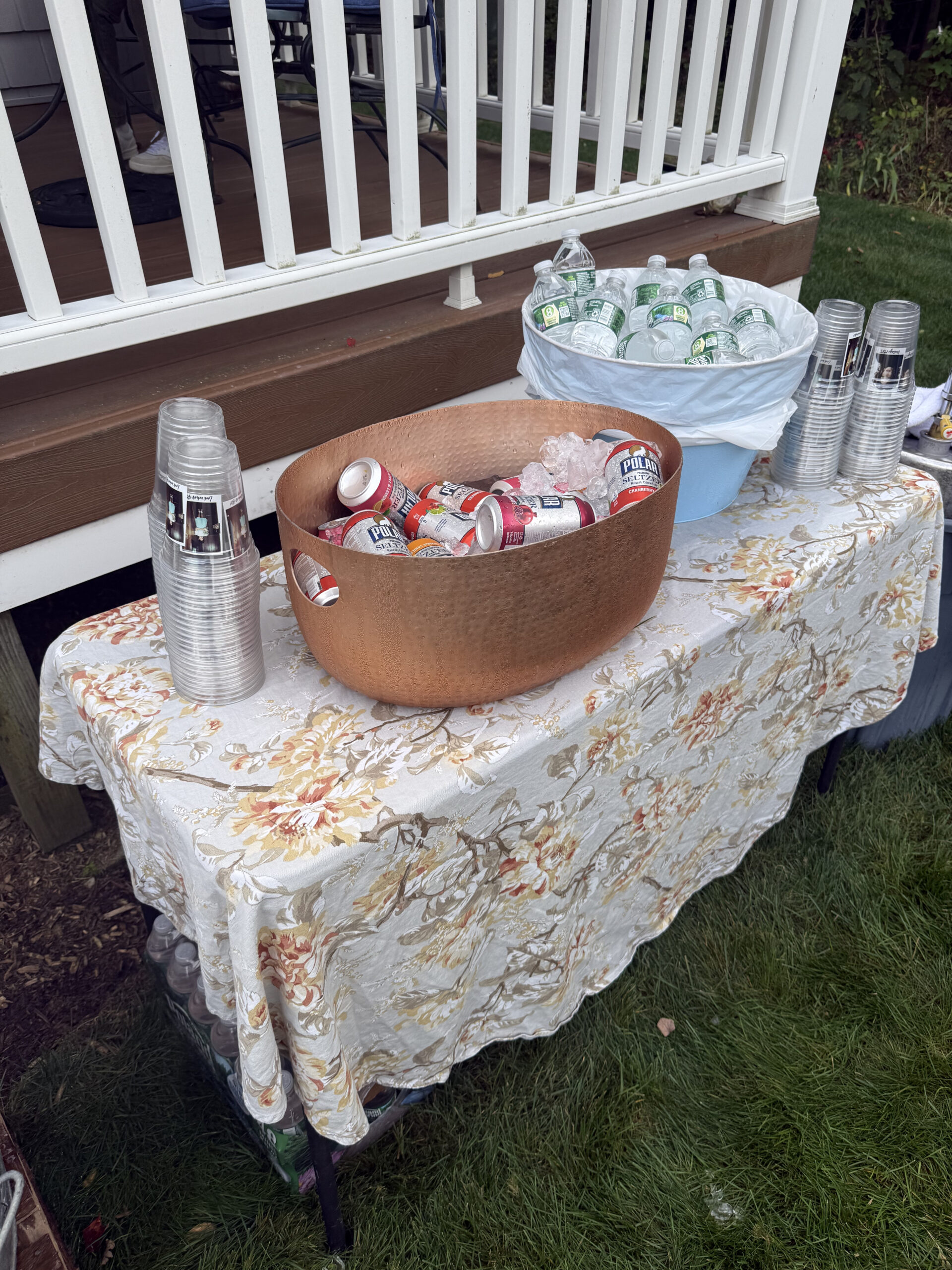 40th birthday party drink table seltzers and water bottle nonalcoholic