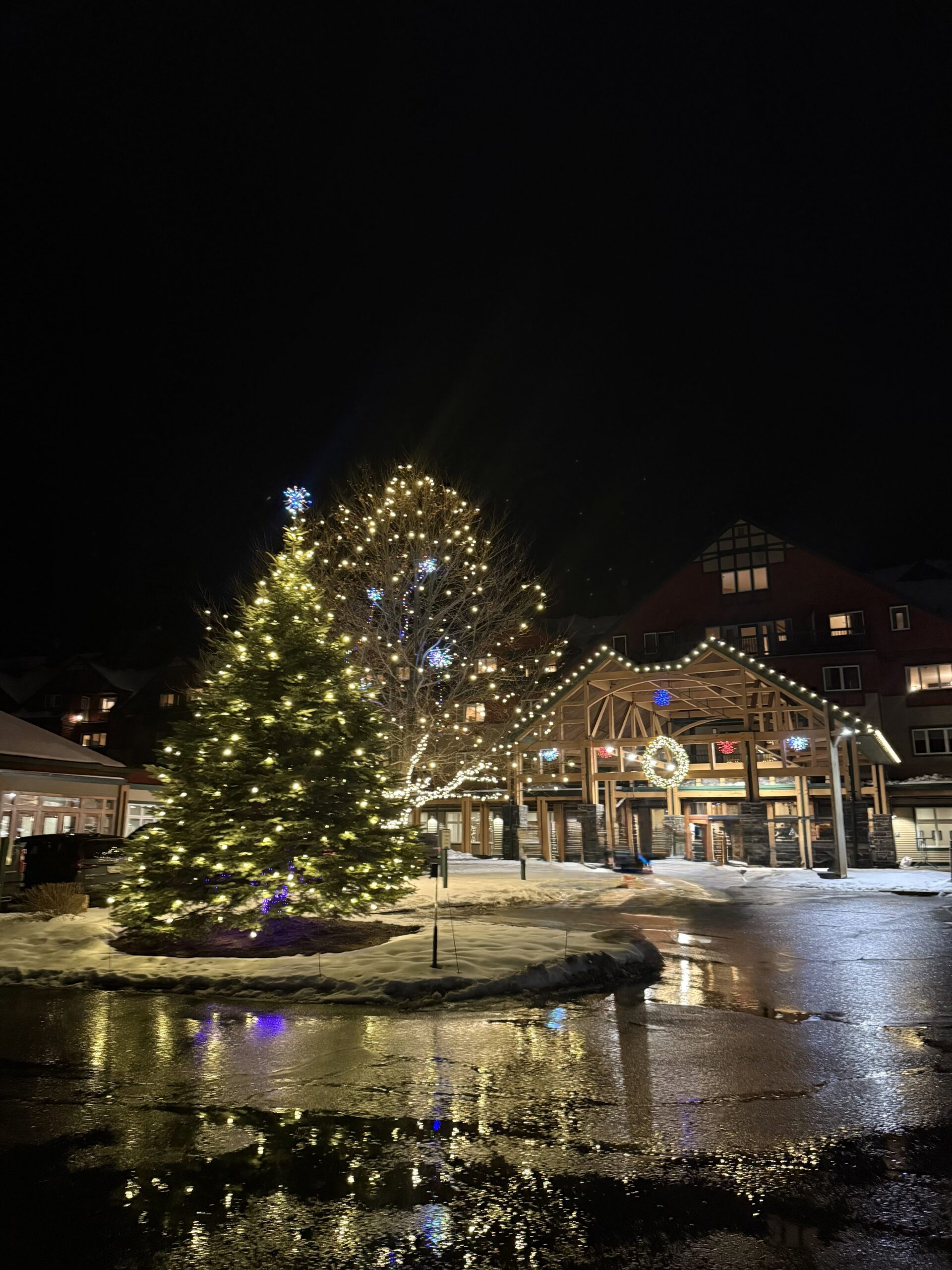 Grand Summit Resort at Mount Snow West Dover Vermont decorated for Christmas