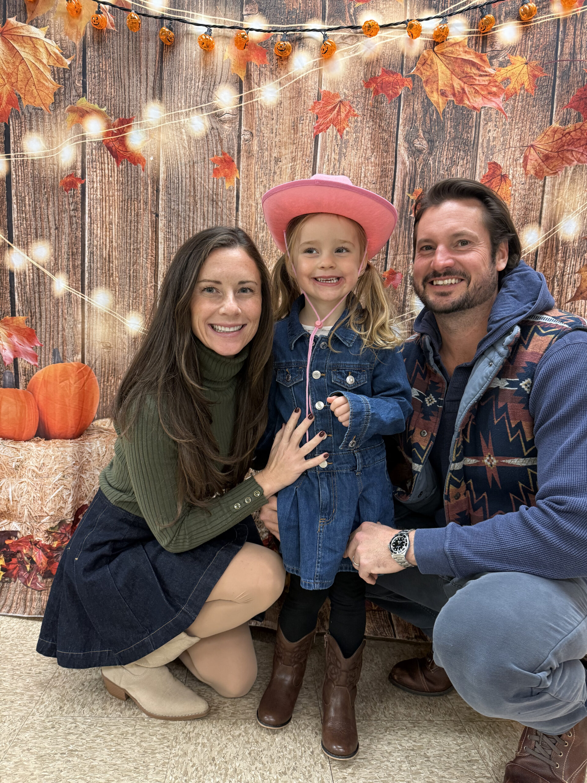 mom toddler dad at preschool barnyard dance