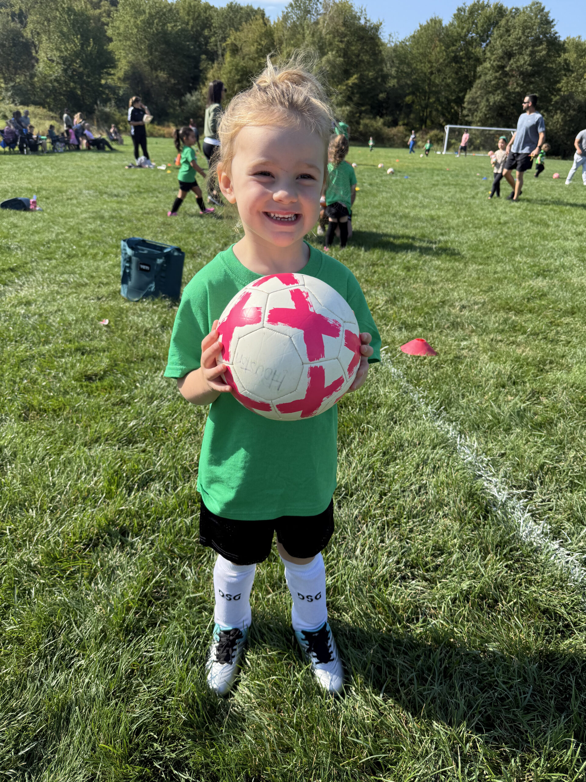 toddler with soccer ball