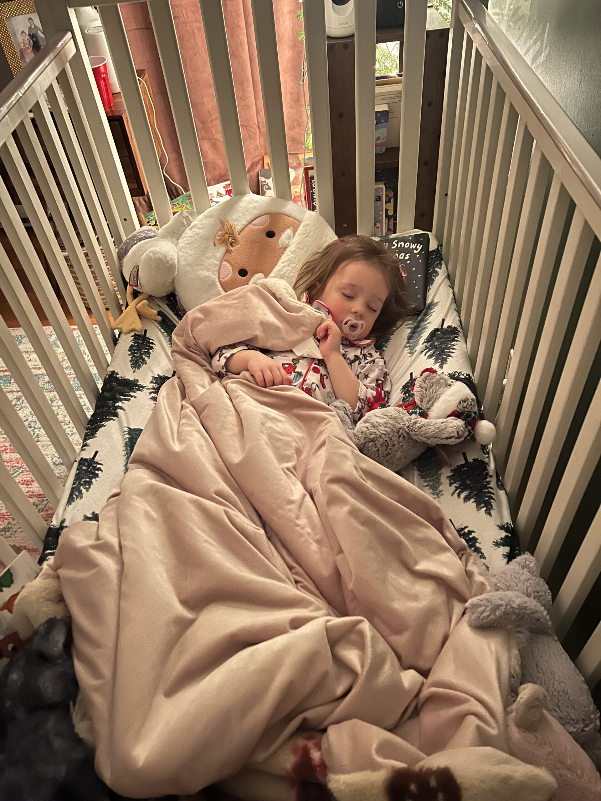 toddler sleeping in crib third child