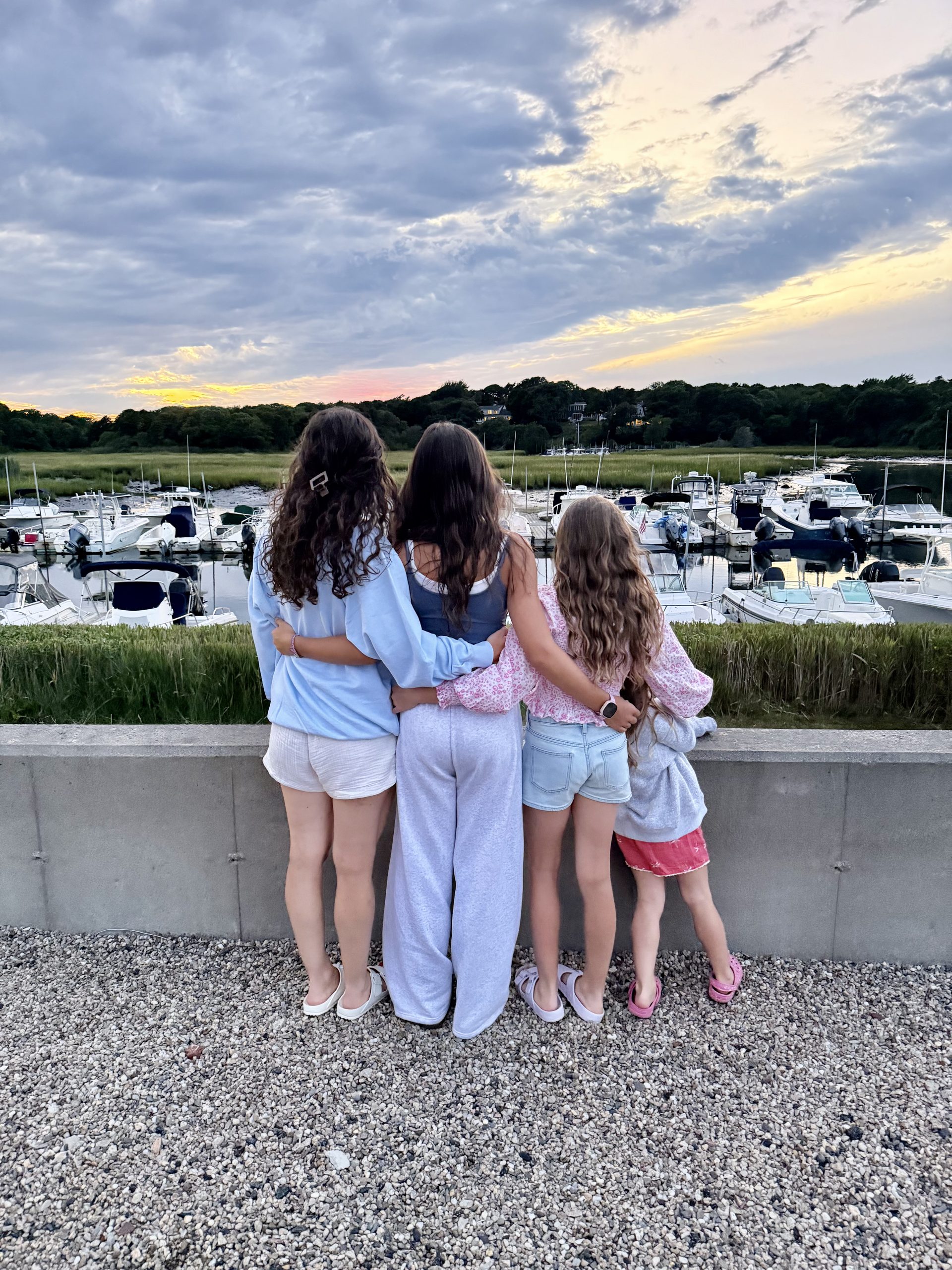 Summer ending Caitlin Houston and daughters watching sunset in Cape Cod